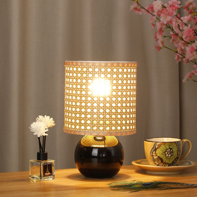 Rattan Shade Table Lamp - A Touch of Boho Chic