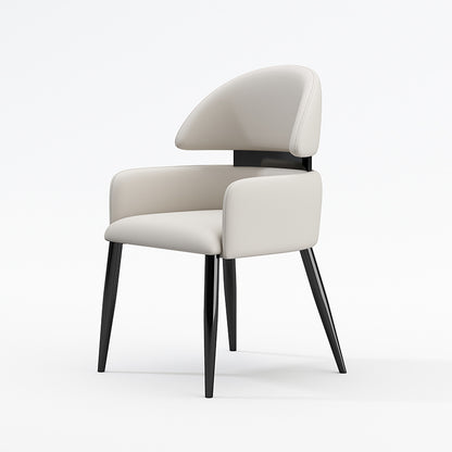 Modern Dining Chair with Unique Backrest Design - Leather Upholstered Chair with Sleek Legs