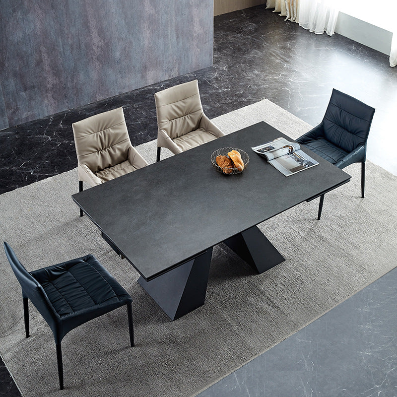 Modern Minimalist Extendable Ceramic Stone Dining Table - Multifunctional Home Use