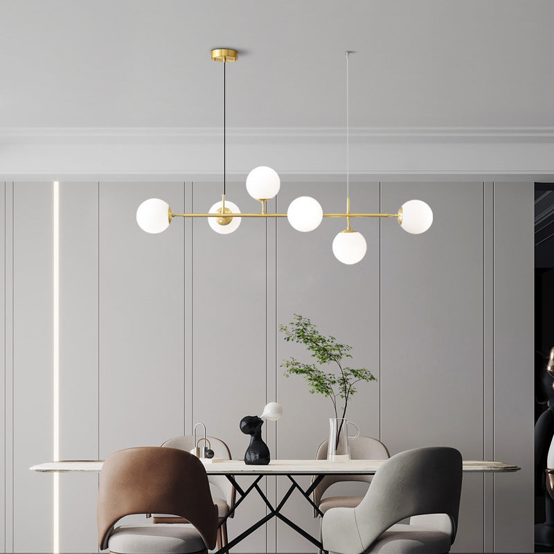 Modern Linear ceiling light with Glass Globes - Sleek and Stylish