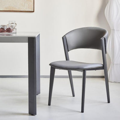 Modern Dining Chair - Leather Upholstered Chair with Sleek Metal Legs