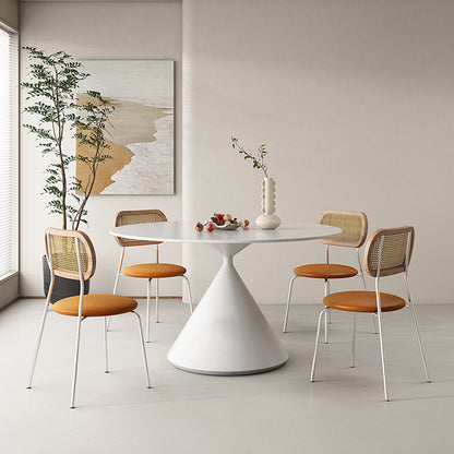 Modern Round Dining Table - Sleek Ceramic Base and Durable Tabletop