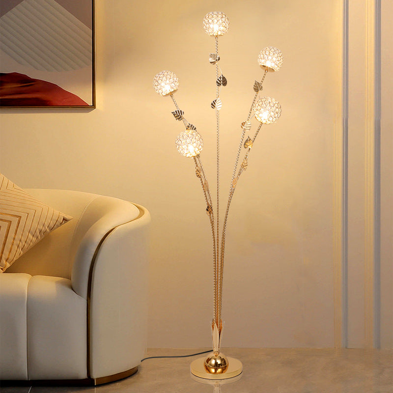 Golden Crystal Ball Floor Lamp - A Touch of Elegance