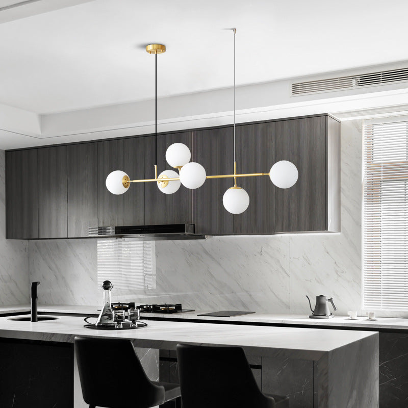 Modern Linear ceiling light with Glass Globes - Sleek and Stylish