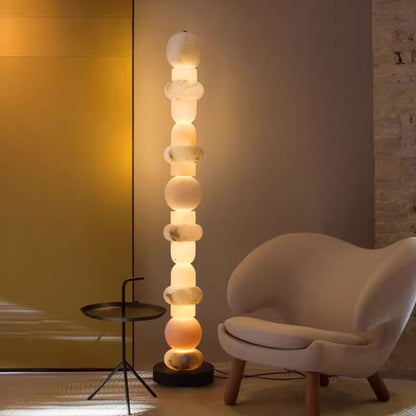 Organic Alabaster Sphere Floor Lamp - A Natural Beauty