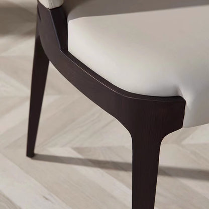 Modern Dining Chair with Sleek Design - Leather Upholstered Chair with Wooden Legs