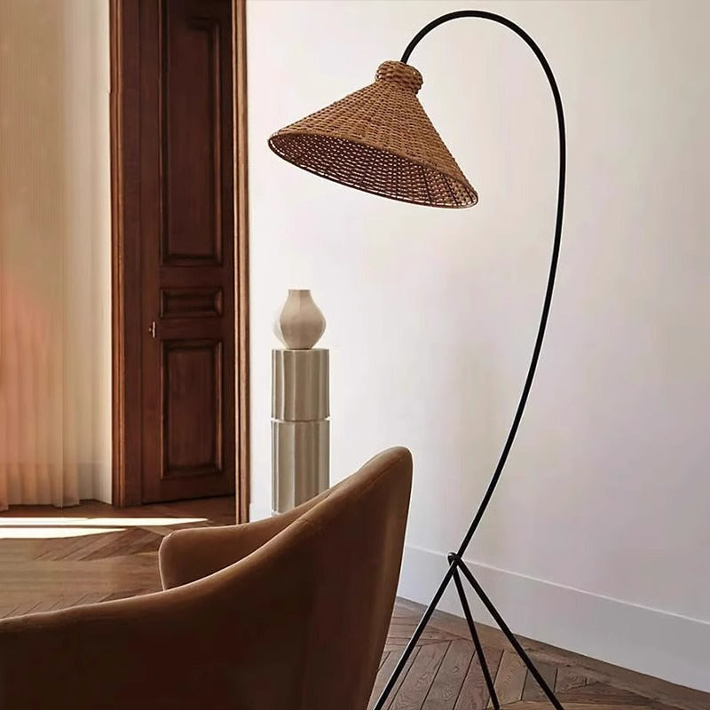 Wicker Arc Floor Lamp - A Touch of Boho Chic