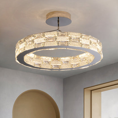 Modern Crystal Halo Ceiling Light - Sleek and Stylish Design