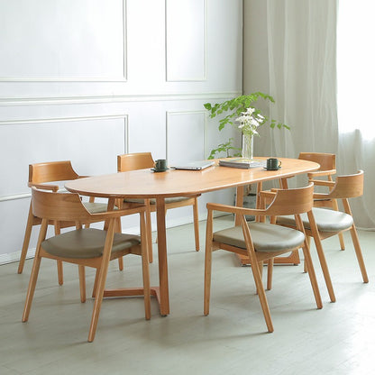 Modern Oval Dining Table with Sleek Wooden Base