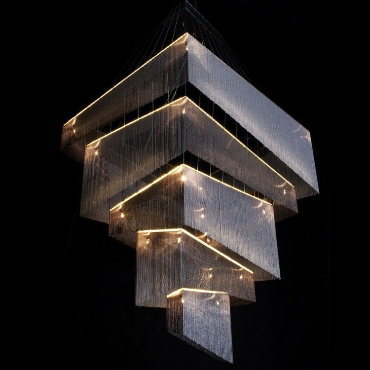 Geometric Chain Chandelier - A Modern Masterpiece