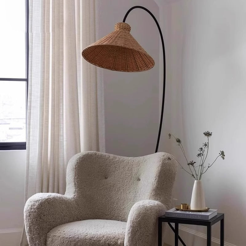 Wicker Arc Floor Lamp - A Touch of Boho Chic