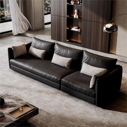 Black Leather Sofa Set – Elegant and Modern Design for Living Rooms