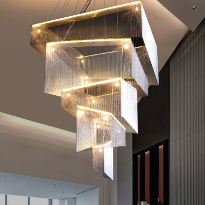 Geometric Chain Chandelier - A Modern Masterpiece