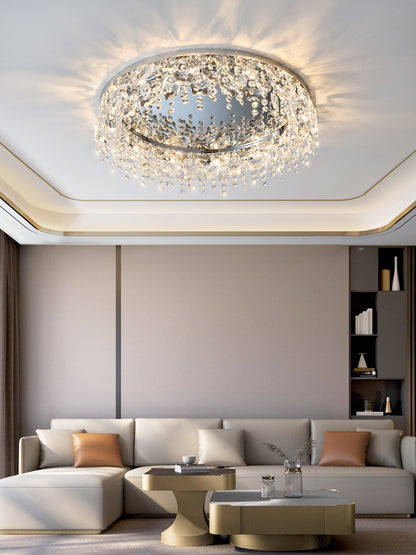 Crystal Cascade Flush Mount Ceiling Light - A Modern Masterpiece