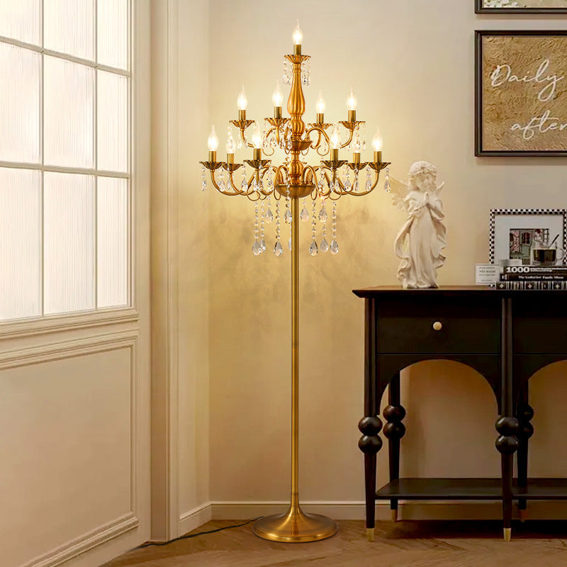 Opulent Crystal Chandelier Floor Lamp - A Touch of Regal Elegance