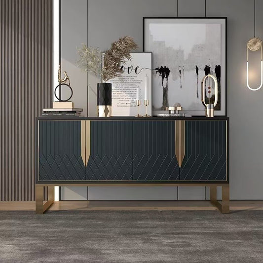 Modern Sideboard with Geometric Pattern and Gold Accents