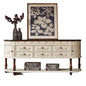 Vintage-Inspired Console Table with Intricate Carvings and Blue Finish