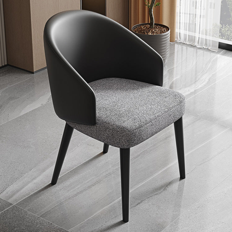 Modern Dining Chair - Leather and Fabric Upholstered with Wood Legs - Contemporary Design