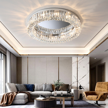 Modern Crystal Halo Flush Mount Ceiling Light - Sleek and Stylish Design