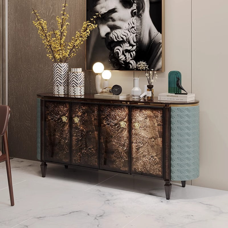 Luxury Sideboard with Gold Accents and Intricate Design