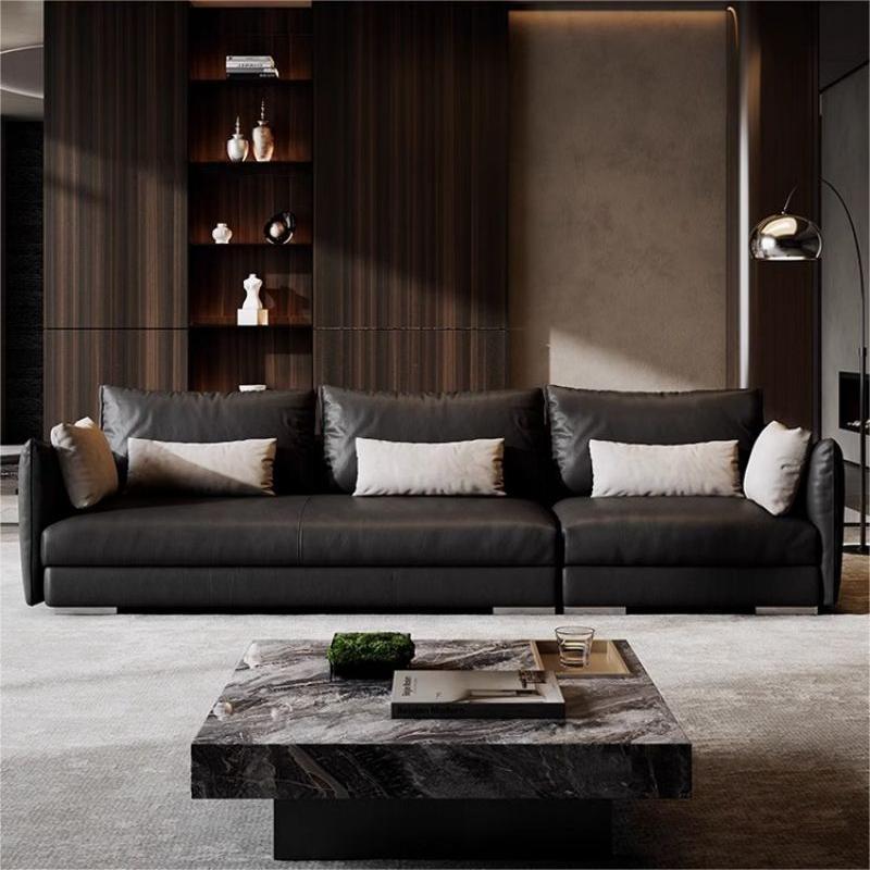 Black Leather Sofa Set – Elegant and Modern Design for Living Rooms