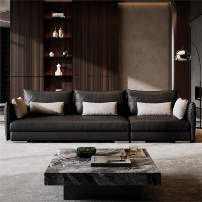 Black Leather Sofa Set – Elegant and Modern Design for Living Rooms