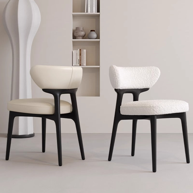 Modern Dining Chair with Organic Shape - Upholstered Chair with Solid Wood Legs