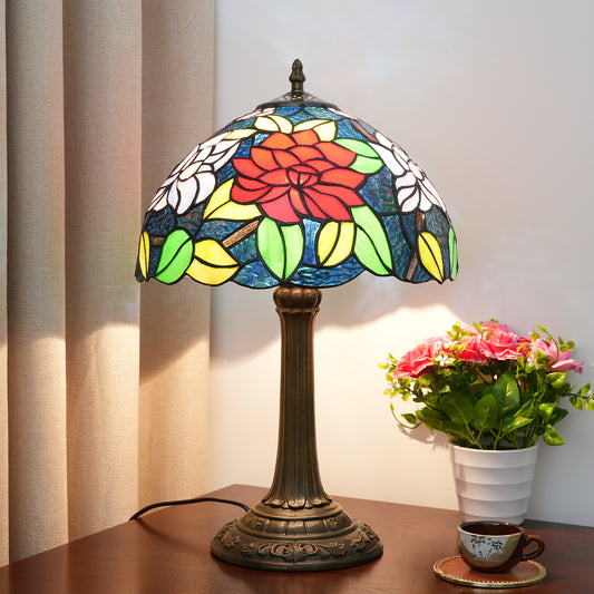 Vintage Floral Stained Glass Table Lamp - A Touch of Romantic Elegance