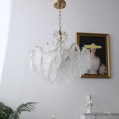 Elegant Crystal Chandelier with Pearl Accents - Romantic and Timeless