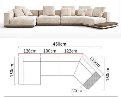 Wabi-sabi log style curved platform sofa combination solid wood villa flat living room fabric sofa combination