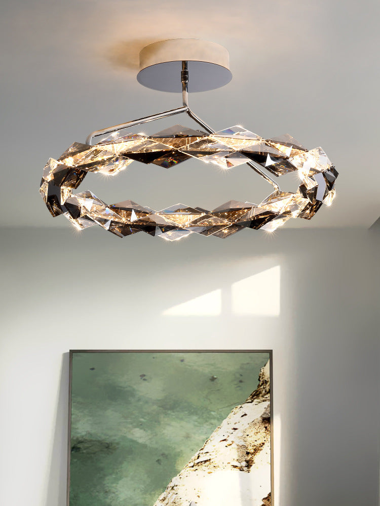 Modern Crystal Halo Ceiling Light - Sleek and Stylish Design