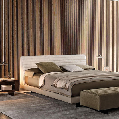 Modern Upholstered Bed with Sleek Lines and Comfortable Design