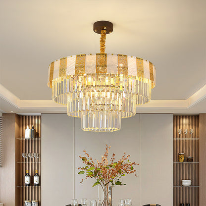 Layered Crystal Chandelier - Modern and Elegant