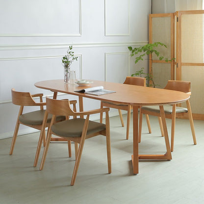 Modern Oval Dining Table with Sleek Wooden Base