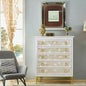 Elegant White Chest of Drawers with Gold Accents and Pearl Inlay