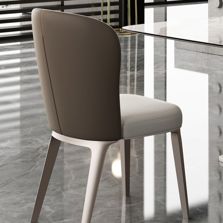 Modern Dining Chair with Sleek Metal Legs - Leather Upholstered Chair for Contemporary Interiors