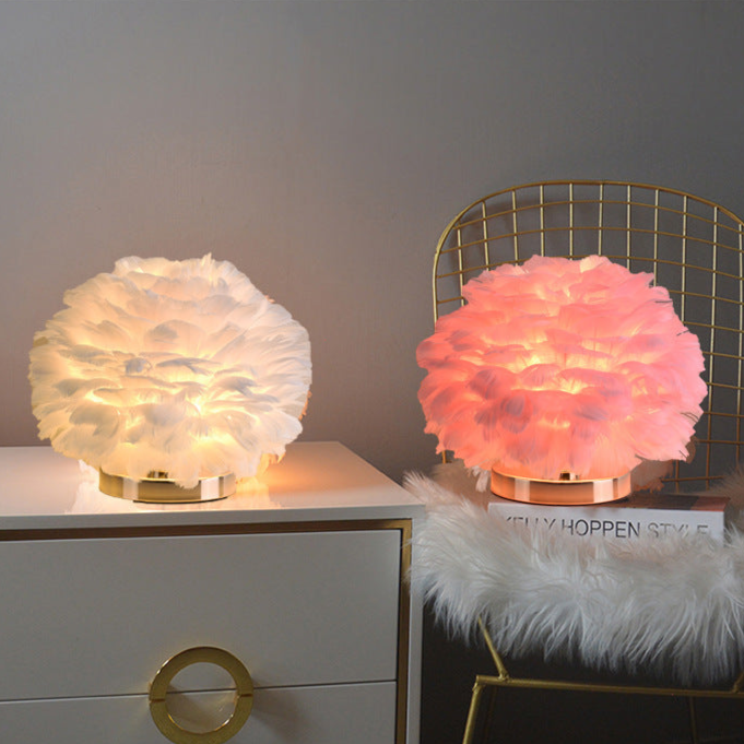 Dreamy Pink Feather Table Lamp - A Whimsical Touch