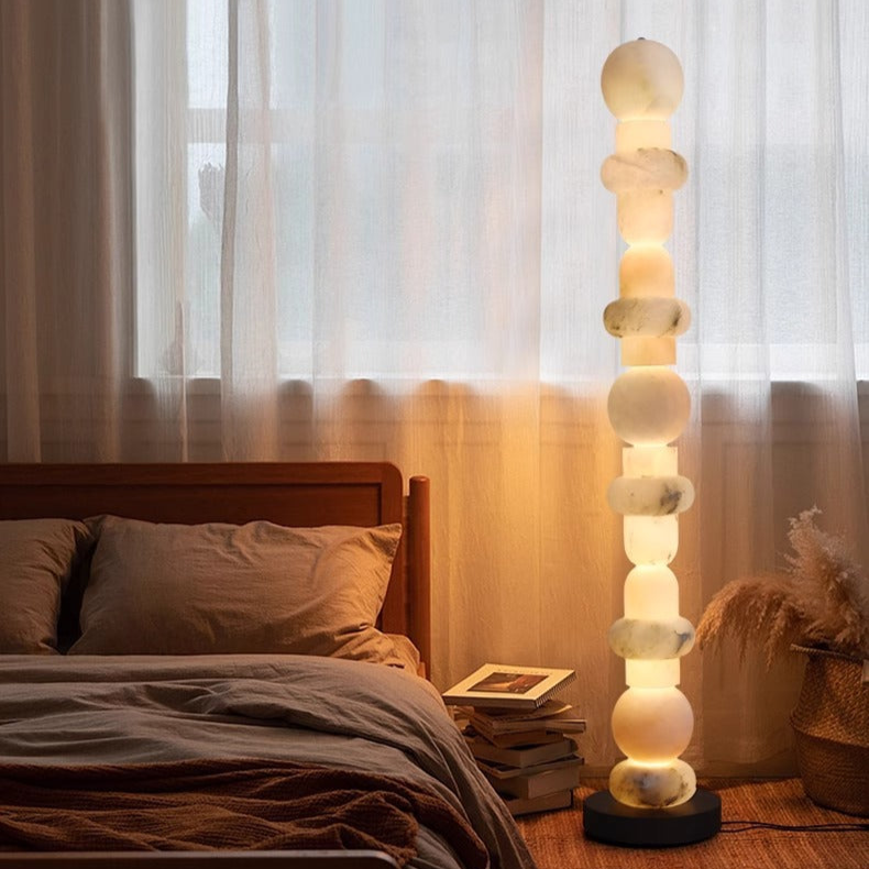 Organic Alabaster Sphere Floor Lamp - A Natural Beauty