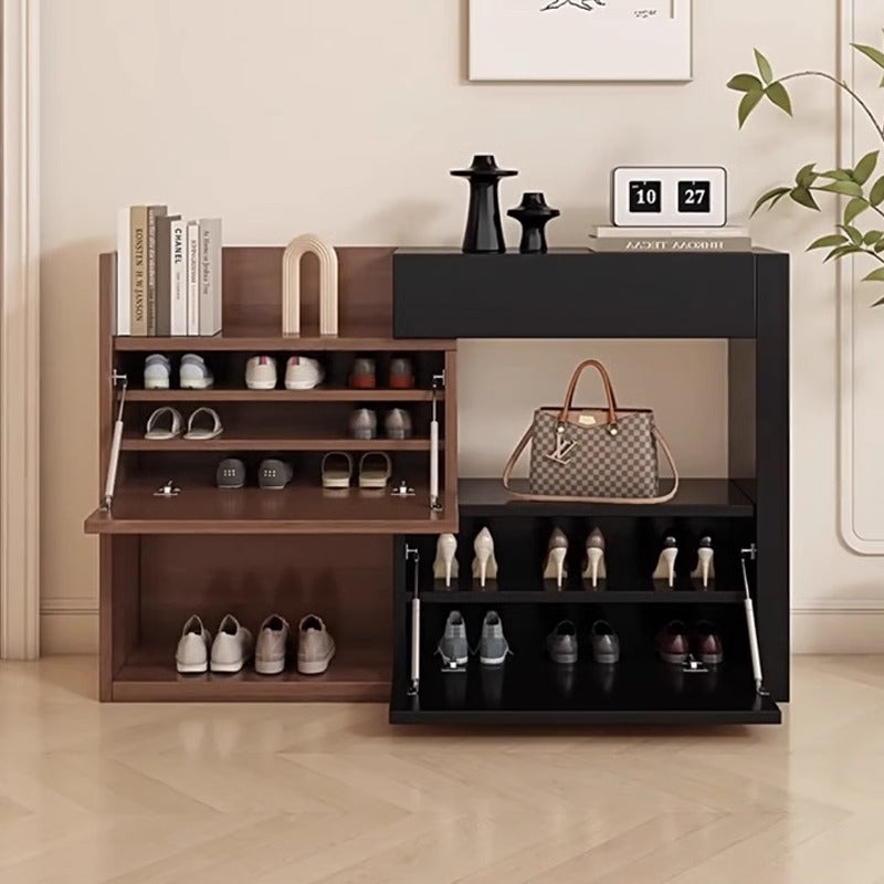 Modern Entryway Console Table with Shoe Storage and Open Shelving