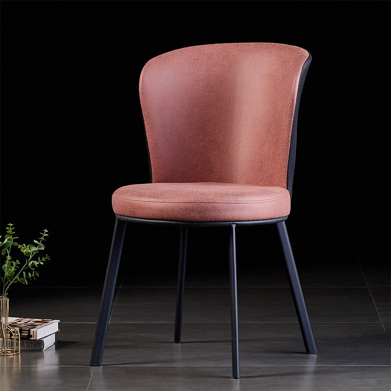 Modern Dining Chair with Organic Shape - Leather Upholstered Chair with Sleek Metal Legs