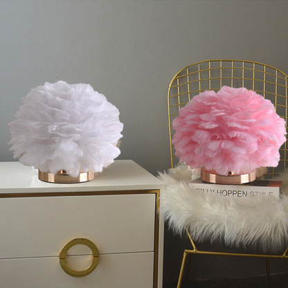 Dreamy Pink Feather Table Lamp - A Whimsical Touch