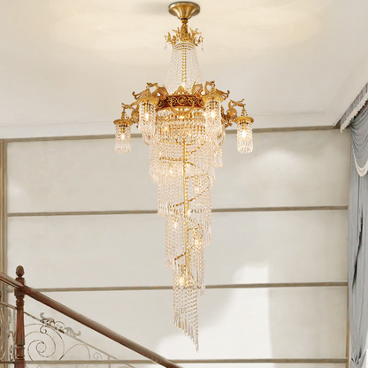 Majestic Crystal Spiral Chandelier - A Regal Masterpiece