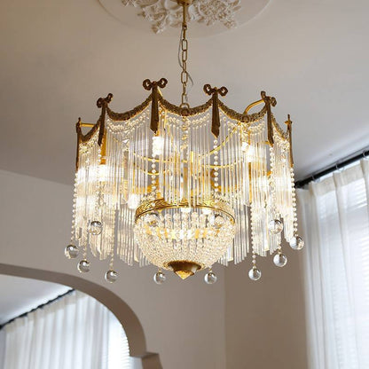 Elegant Baroque Chandelier with Crystal Drapery - Luxurious and Timeless