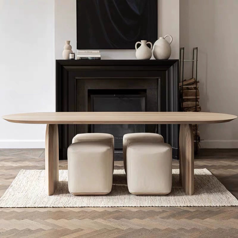 Modern Oval Dining Table with Unique Sculptural Base - Solid Wood Top