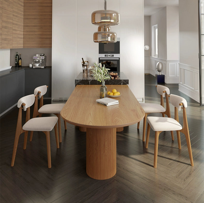 Modern Oval Dining Table with Unique Sculptural Base - Solid Wood Top