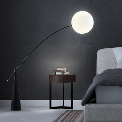 Sleek Arc Floor Lamp with Orb Shade - A Modern Minimalist Statement