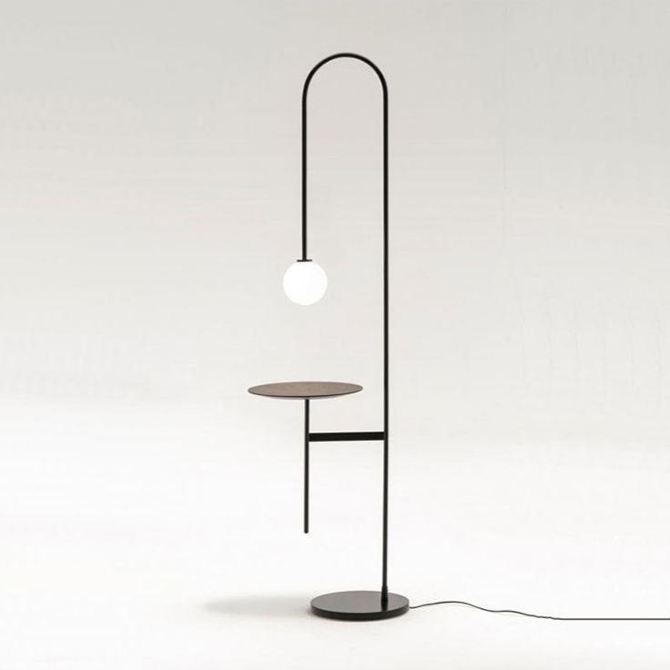 Sleek Arc Floor Lamp with Orb Shade - A Modern Minimalist Statement