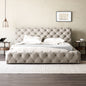 Luxurious Upholstered Bed with Button-Tufted Headboard