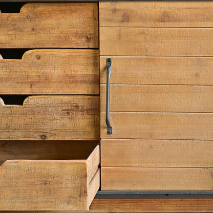 The Farmhouse Industrial Sideboard - Rustic Sliding Door Storage Cabinet