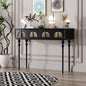 Modern Console Table with Black Finish and Intricate Details